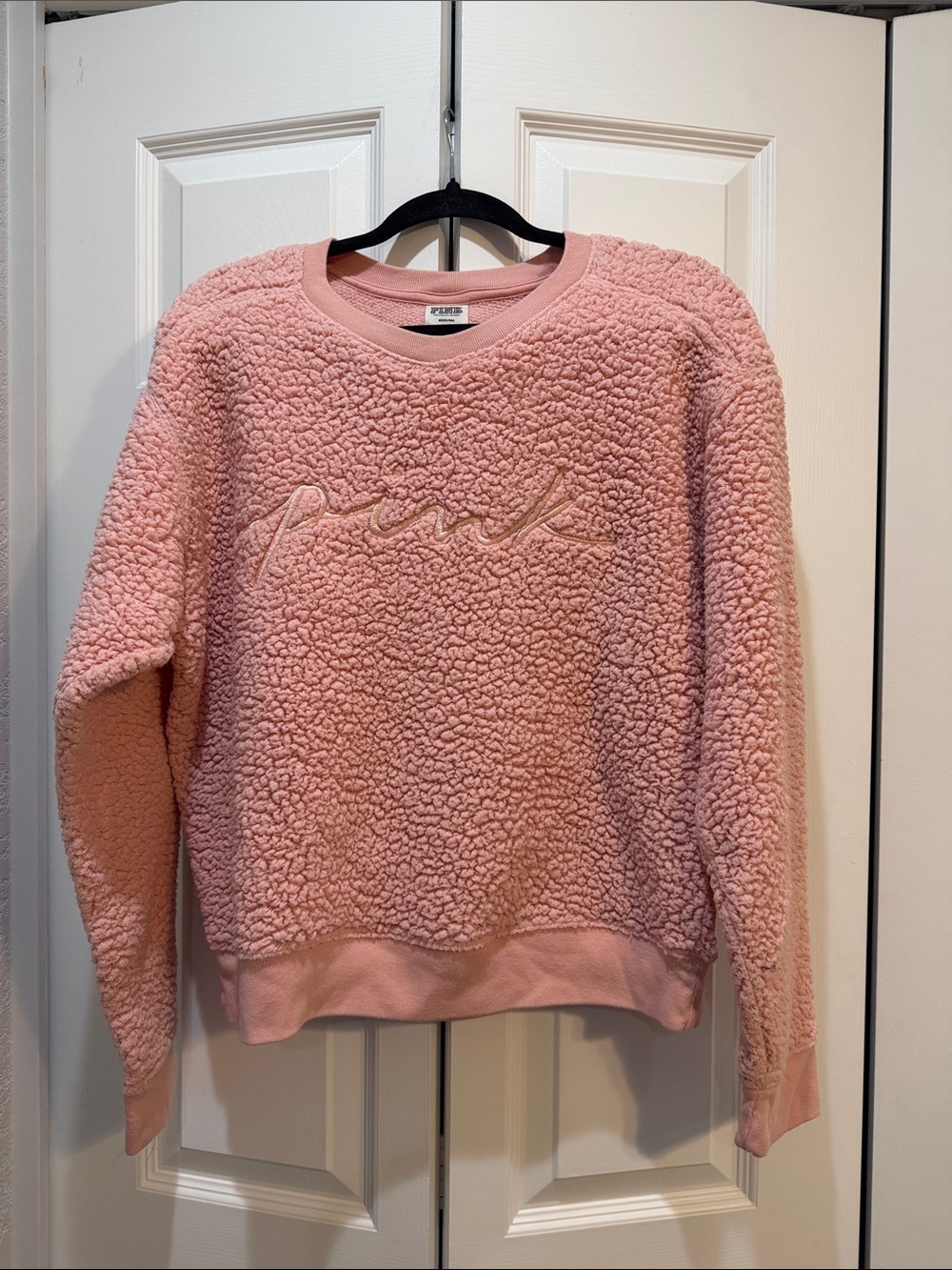 PINK Victoria’s Secret Y2K Cozy Pink Sherpa Pullover Sweater Size Medium